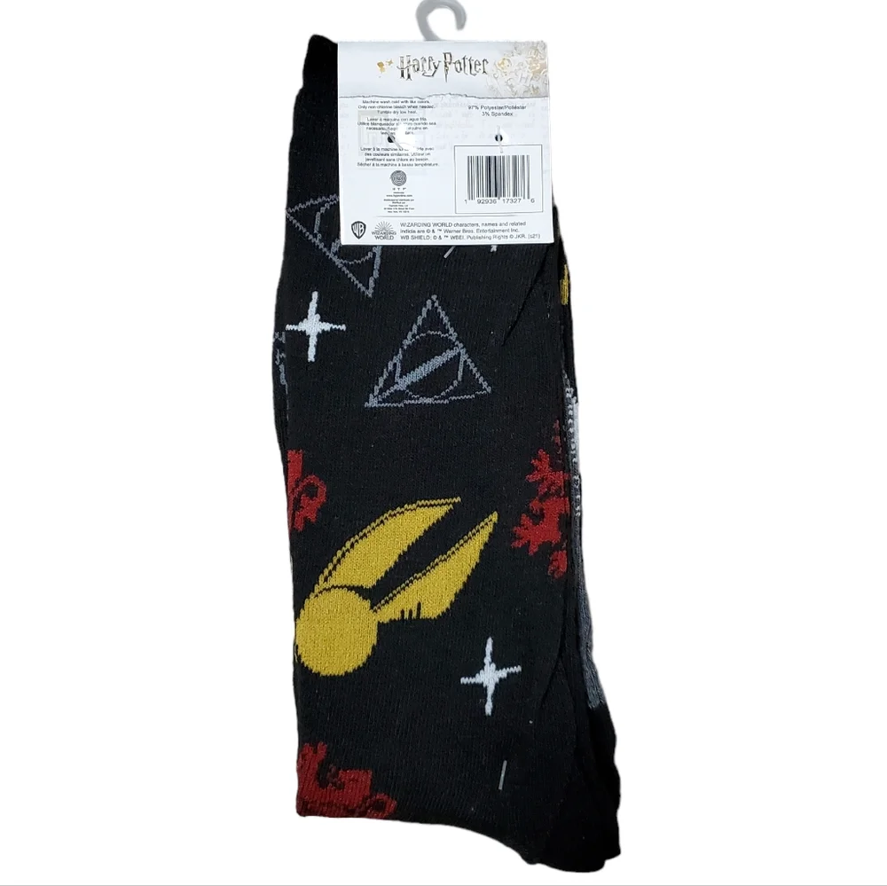 Harry Potter Platform 9 3/4 And Golden Snitch‎ Crew Socks 2 Pairs New